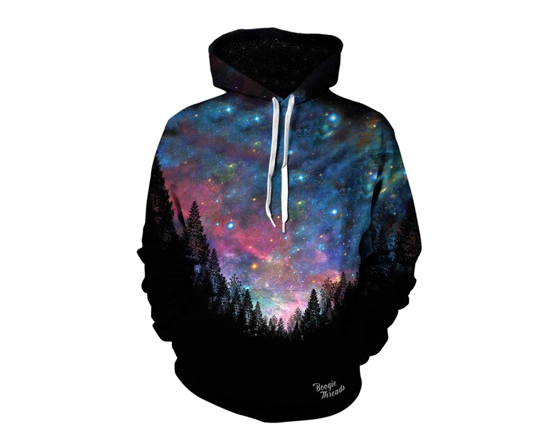 Space Hoodie - EDM Rave Outfit - Trippy Sweatshirt - Graphic Galaxy Hoodies - Nebula Festival Clothing 