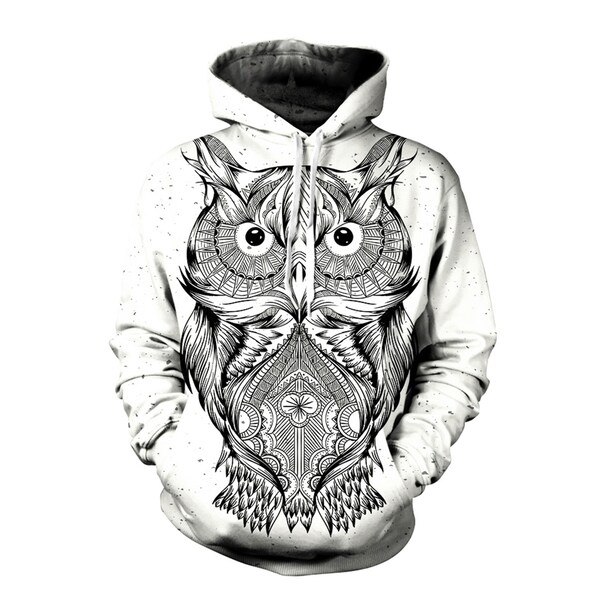 Trippy Owl Artwork Hoodie | Line Art Animals | Psychedelia | Festival Clothes | Gift for Him