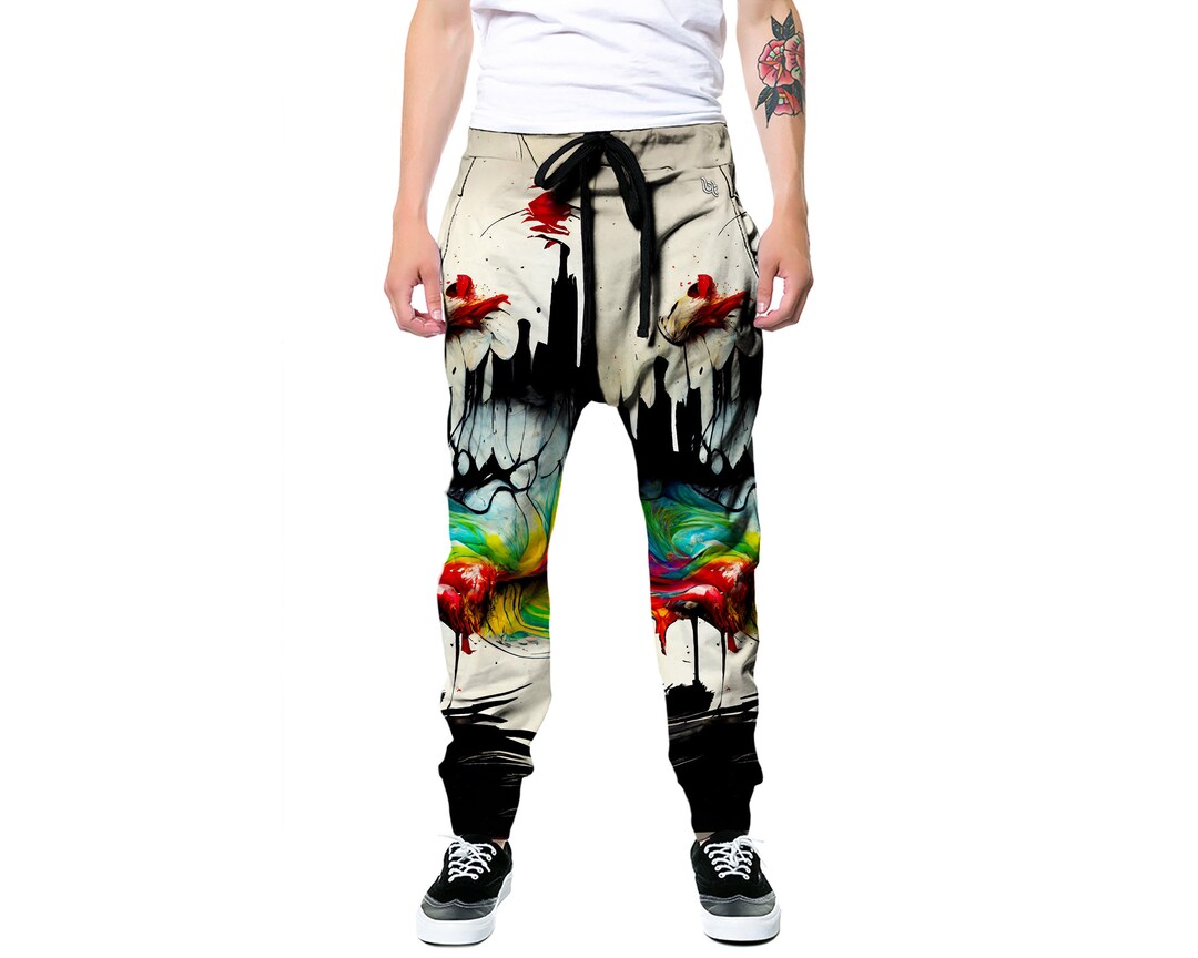 Psychedelic Drippy Paint Sweat Pants Trippy Running Joggers Etsy