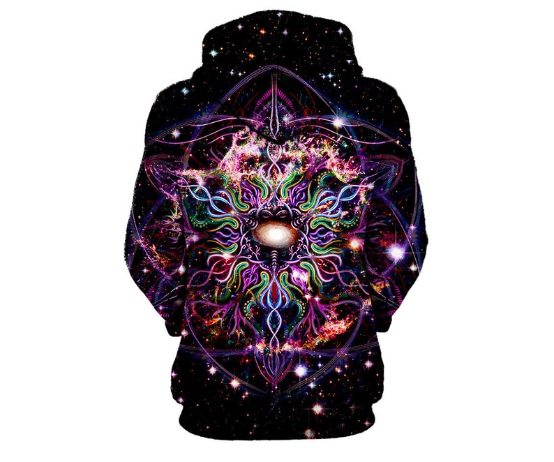 Mandala Nebula Art Hoodie Outer Space EDM Hoody Raver Clothes Concert Clothing Fractal Pattern image 4
