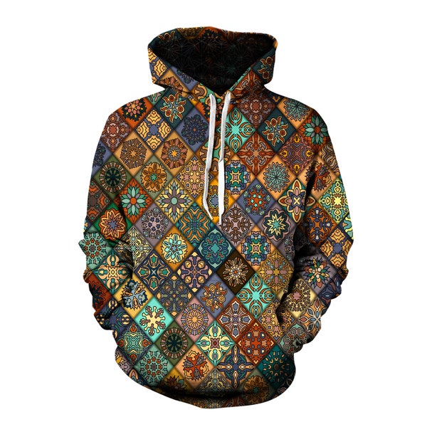 Sweat à capuche psychédélique - Trippy Abstract Mandala Hoodies - Vêtements de festival de musique - Tenue rave EDM - Vêtements Raver