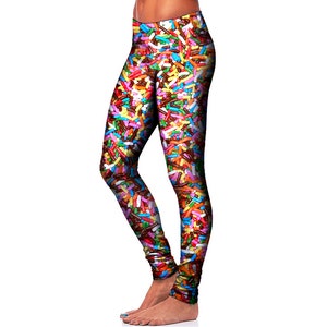 Rainbow Legging Psychedelic Birthday Sweets Yoga Leggings Trippy Tights for Women Festival Clothing image 2