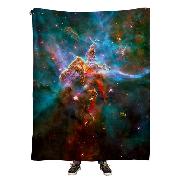 Galactic Cloud Nebula Throw Blanket - Psychedelic Space All Over Print Plush Throws - Trippy Galaxy Housewarming Gift - Festival Blankets