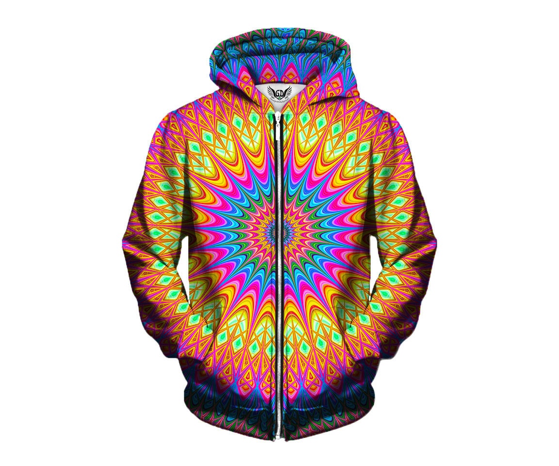 Colorful Mandala Zip up Hoodies Trippy Geometry Artwork - Etsy
