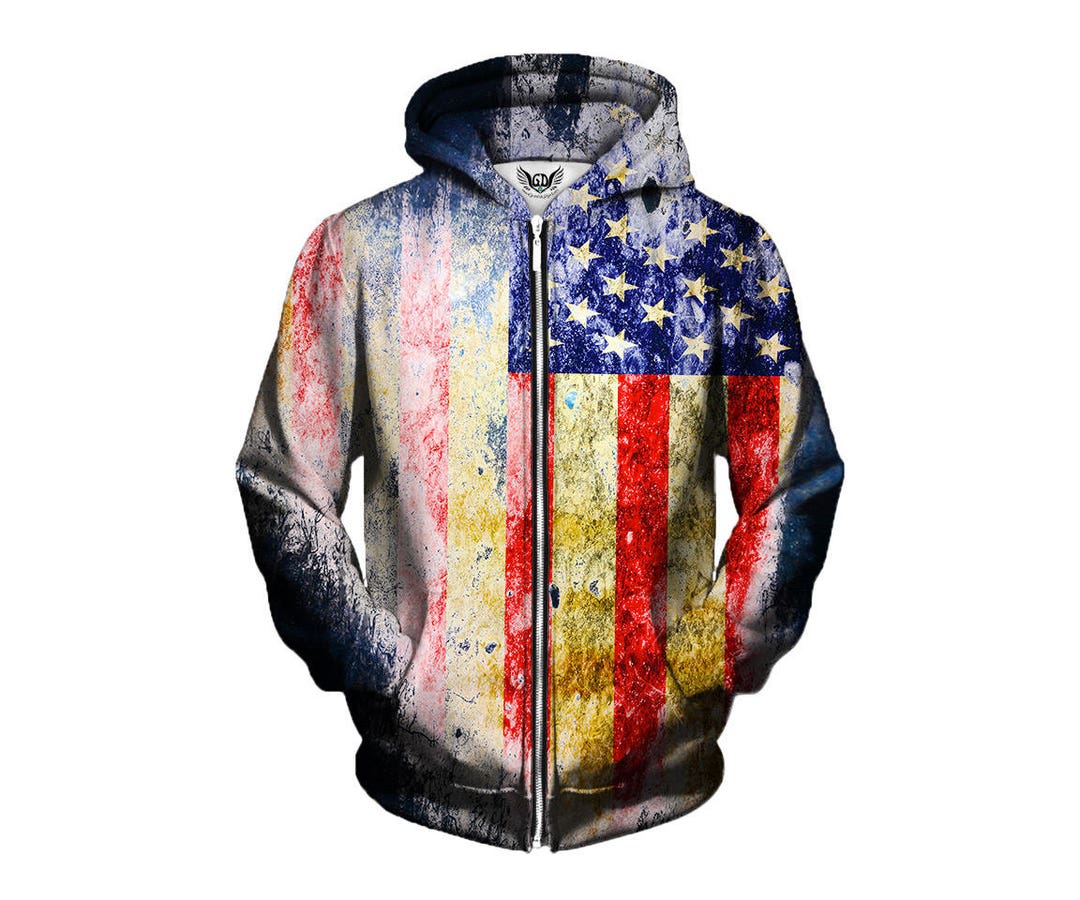 Flag Fourth of July Zip up Hoodie America Independence Day Holiday ...