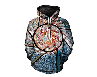 Hoodie Print - Festival Clothing - Stained Glass Art - Sublimation Print - Trippy Unisex Clothes