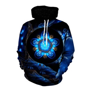 Trippy Fractal Hoodie - Psychedelic Festival Clothing - EDM Outfit - Raver Art - Gift For Men