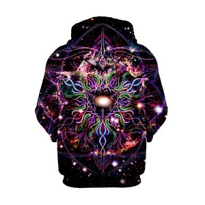 Mandala Nebula Art Hoodie Outer Space EDM Hoody Raver Clothes Concert Clothing Fractal Pattern image 2