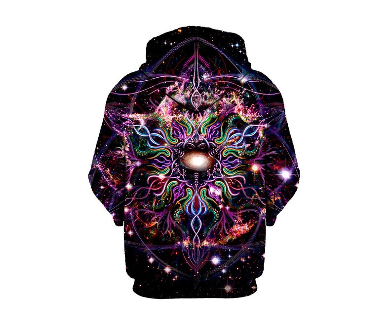 Mandala Nebula Art Hoodie Outer Space EDM Hoody Raver Clothes Concert Clothing Fractal Pattern image 2