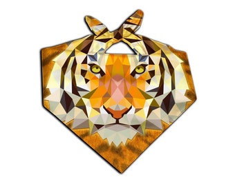 Geometric Tiger Bandana - Trippy Wild Cat Art All Over Print Rave Bandanas - Psychedelic Animal Lover Festival Headband - Buy 5 Get 1 FREE