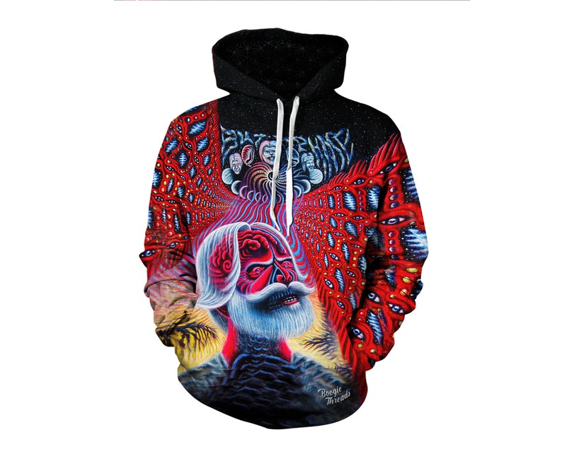 Trippy Pullover Hoodie - Alex Grey Inspired Portrait - Hippie Festival Art Clothing - Trippy Hoody 