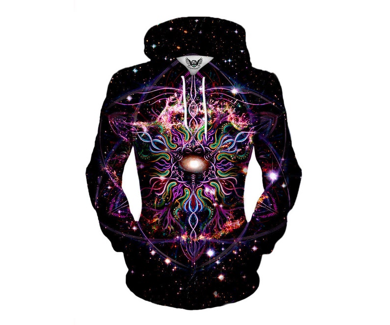 Mandala Nebula Art Hoodie Outer Space EDM Hoody Raver Clothes Concert Clothing Fractal Pattern image 3