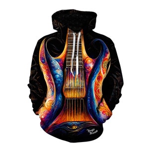 Guitar Art Hoodie Gift - Trippy Hoodies - Festival Clothing - Hooded Sweatshirt - Rave Outfit - Hoodies 3D