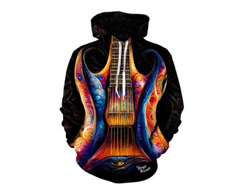 Guitar Art Hoodie Gift - Trippy Hoodies - Festival Clothing - Hooded Sweatshirt - Rave Outfit - Hoodies 3D