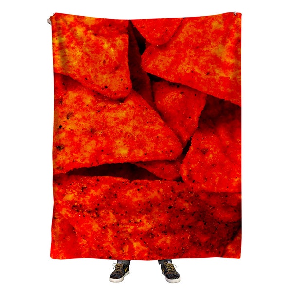 Doritos Throw Blanket - Psychedelic Cheesy Snack Food All Over Print Plush Throws - Trippy Nacho Cheese Lover Foodie Gift - EDM Blankets