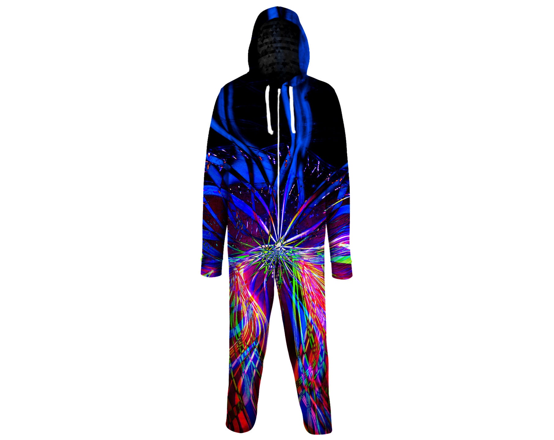 Rainbow Light Show Adult Onesie Psychedelic Abstract Mandala