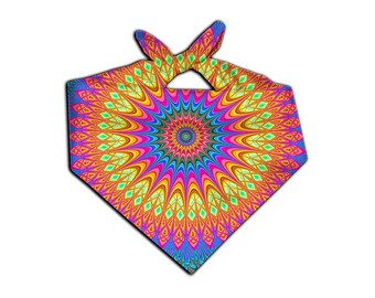 Trippy Mandala Bandana - Psychedelic Sacred Geometry Rave Bandanas - EDM Festival Fashion Headband