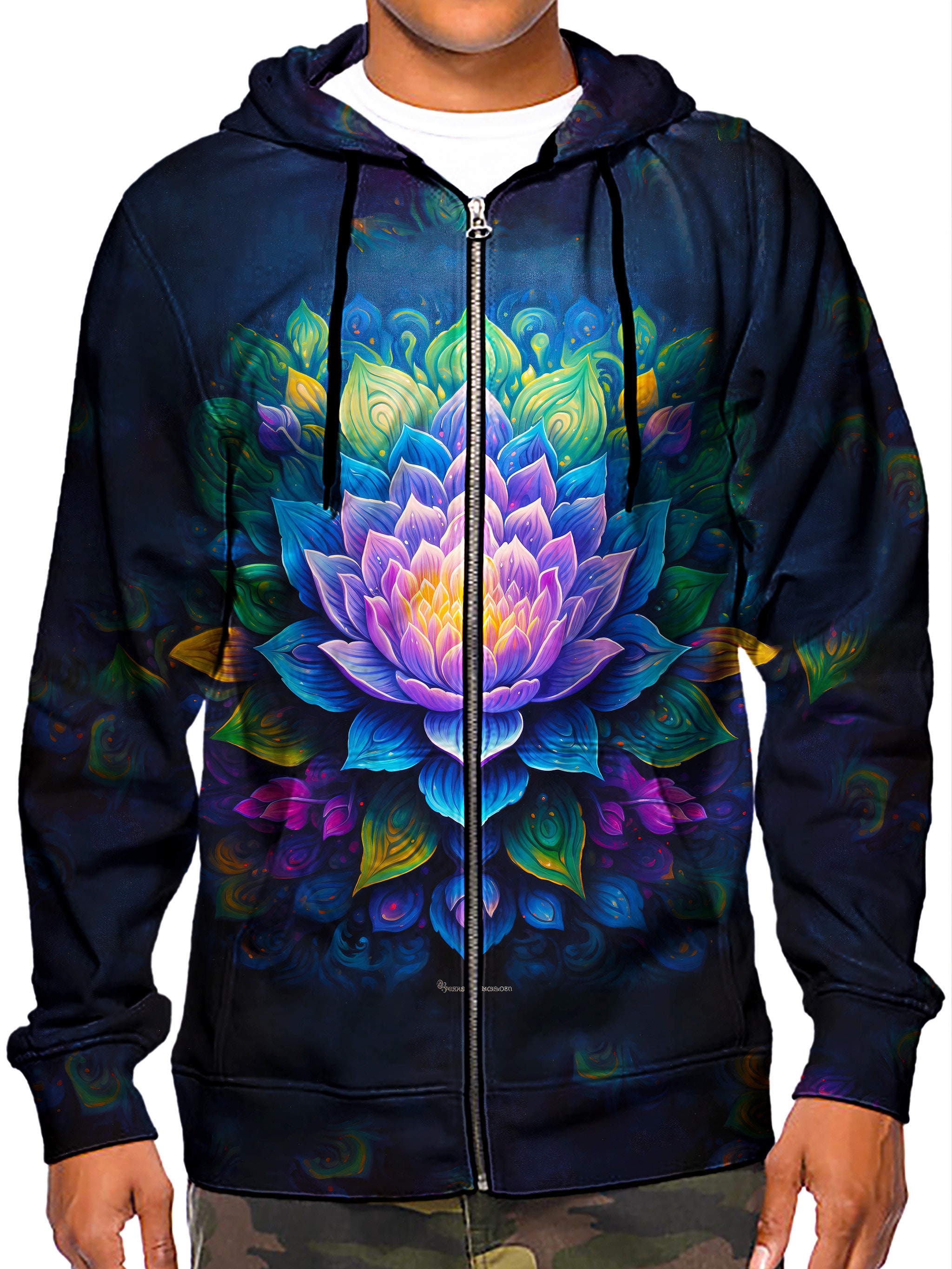 Discover Lotus Arc-En-Ciel Mandala Coloré  Sweat À Capuche Zippé 3D