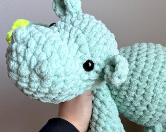 Peluche de hipopótamo anudado a crochet, hecho a mano, regalo para guardería, juguete sensorial