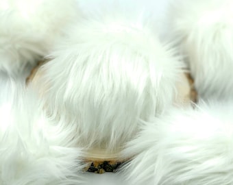 Winter White Faux Fur Pom Pom:  Beanie Accessory