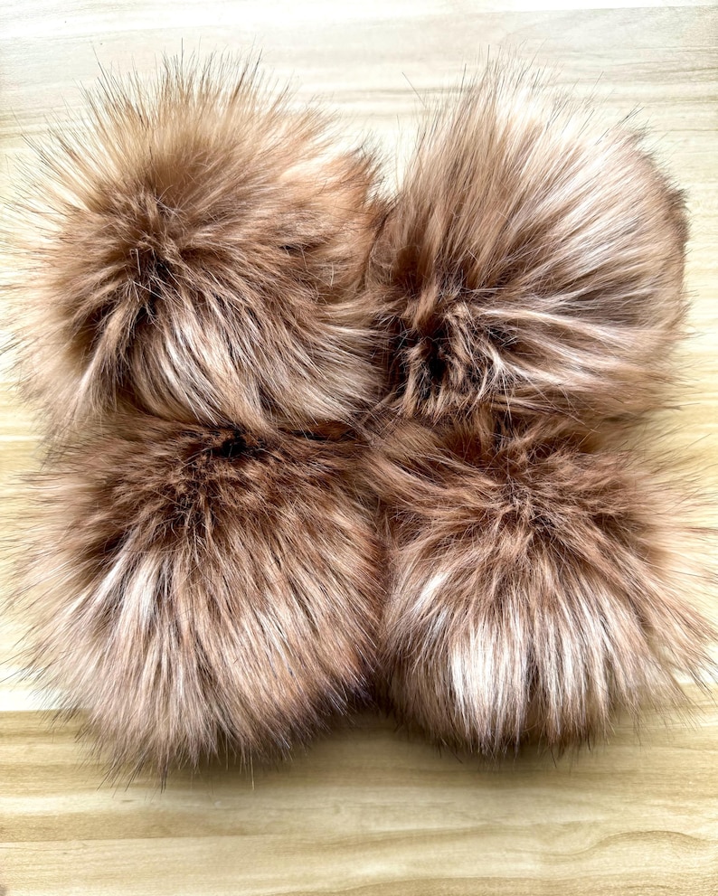 Timber Wolf Faux Fur Pom: Beanie Pom, Crochet and Knitting Supplies image 4
