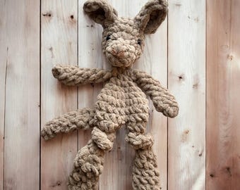 Crochet Kangaroo Plushie | Handmade Lovey Style Stuffed Animal, Nursery Decor, Children Pretend Play