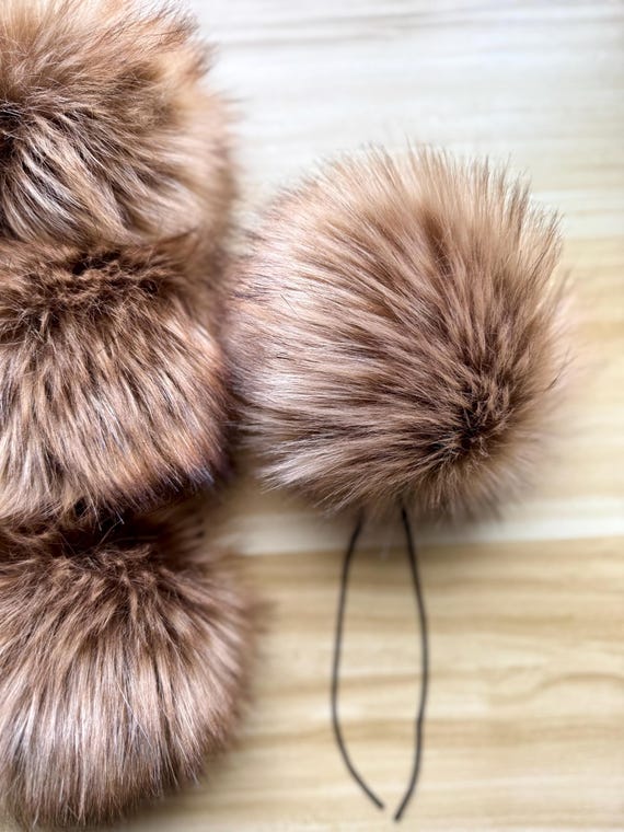 Timber Wolf Faux Fur Pom: Beanie Pom, Crochet and Knitting Supplies