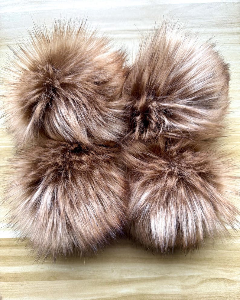 Timber Wolf Faux Fur Pom: Beanie Pom, Crochet and Knitting Supplies image 10