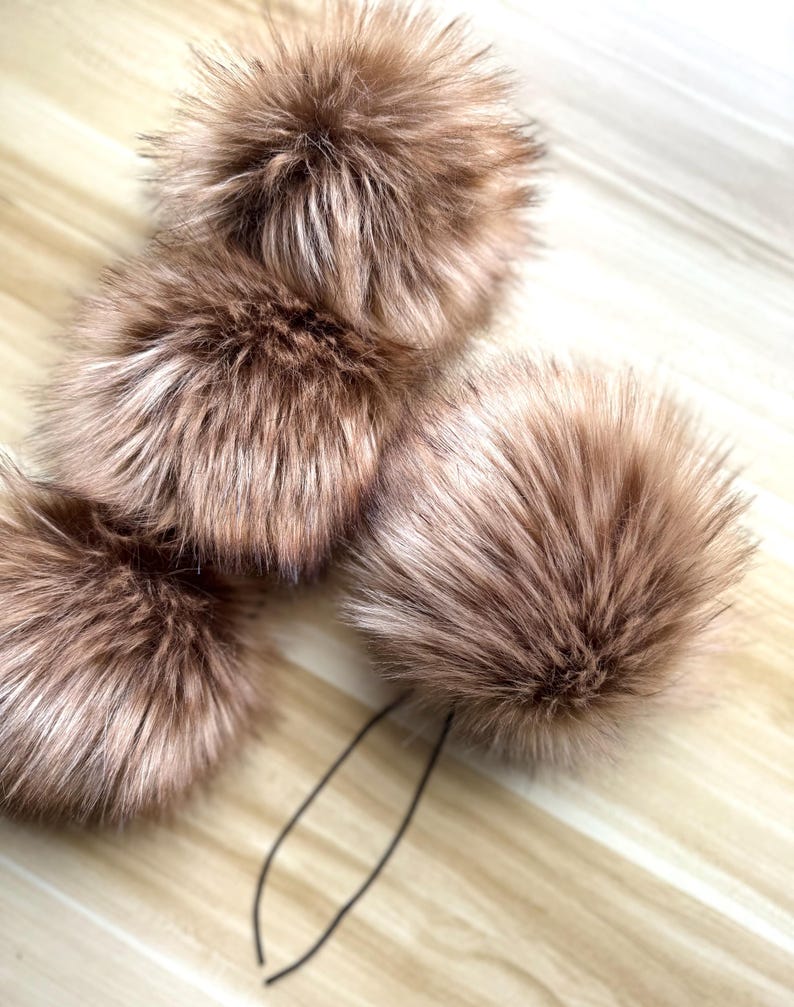 Timber Wolf Faux Fur Pom: Beanie Pom, Crochet and Knitting Supplies image 7