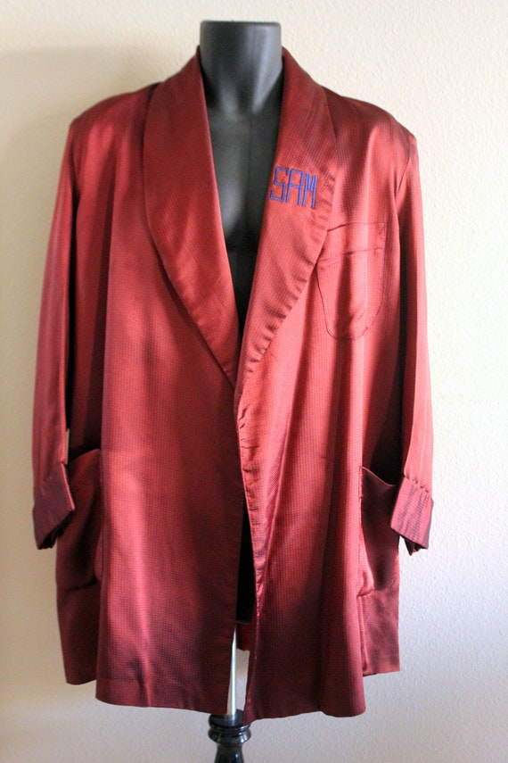 Vintage 1950s Robes By Stafford Men's Burgundy Smokin… Gem