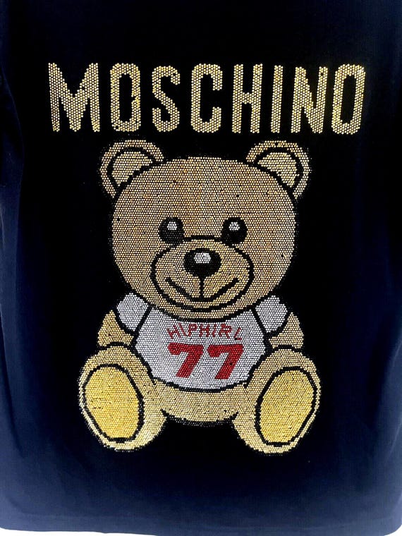 DreamBoots Moschino Couture Milano Teddy Bear Crystal Limited Edition Black T Shirt Sz L