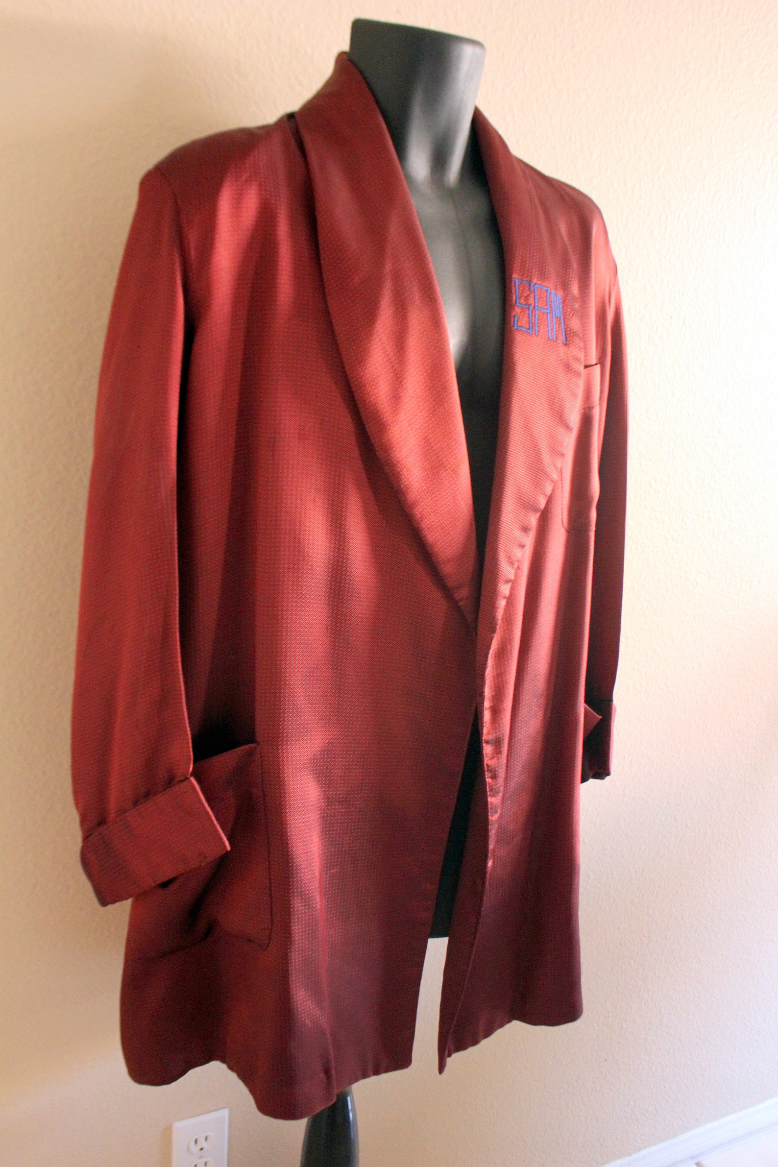 Vintage 1950s Robes By Stafford Men's Burgundy Smoking Etsy