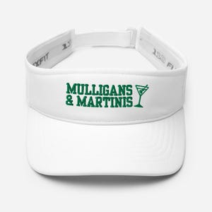 Mulligans & Martinis Golf Visor, Women’s White Embroidered Adjustable Hat with Martini Glass, Fun Golf Gift for Her