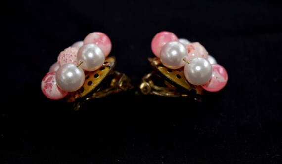 Pink beaded cluster earrings. Clip on earrings. S… - image 5