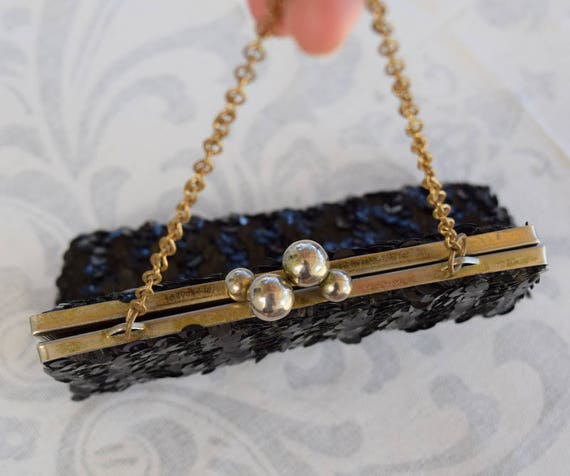 Black sequin purse. Cute black handbag. Small seq… - image 5