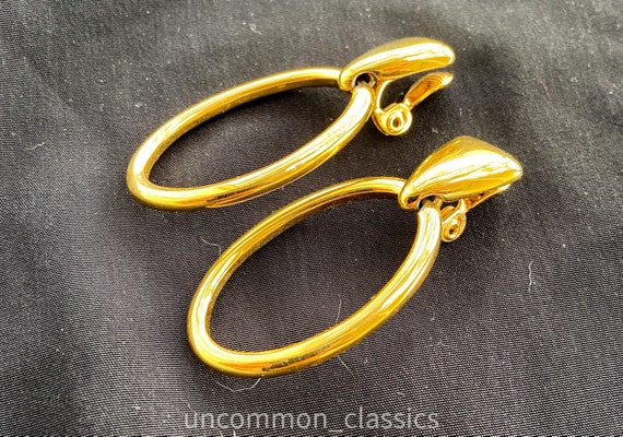 Monet gold tone, clip back, hoops. Metal hoop ear… - image 3
