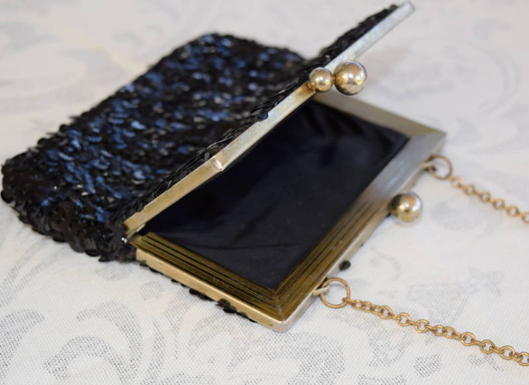 Black Sequin Purse. Cute Black Handbag. Small Sequin Purse Etsy
