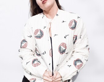 Alex Colman Sport of California 1970’s jacket. Cream jacket with Asian inspired print.