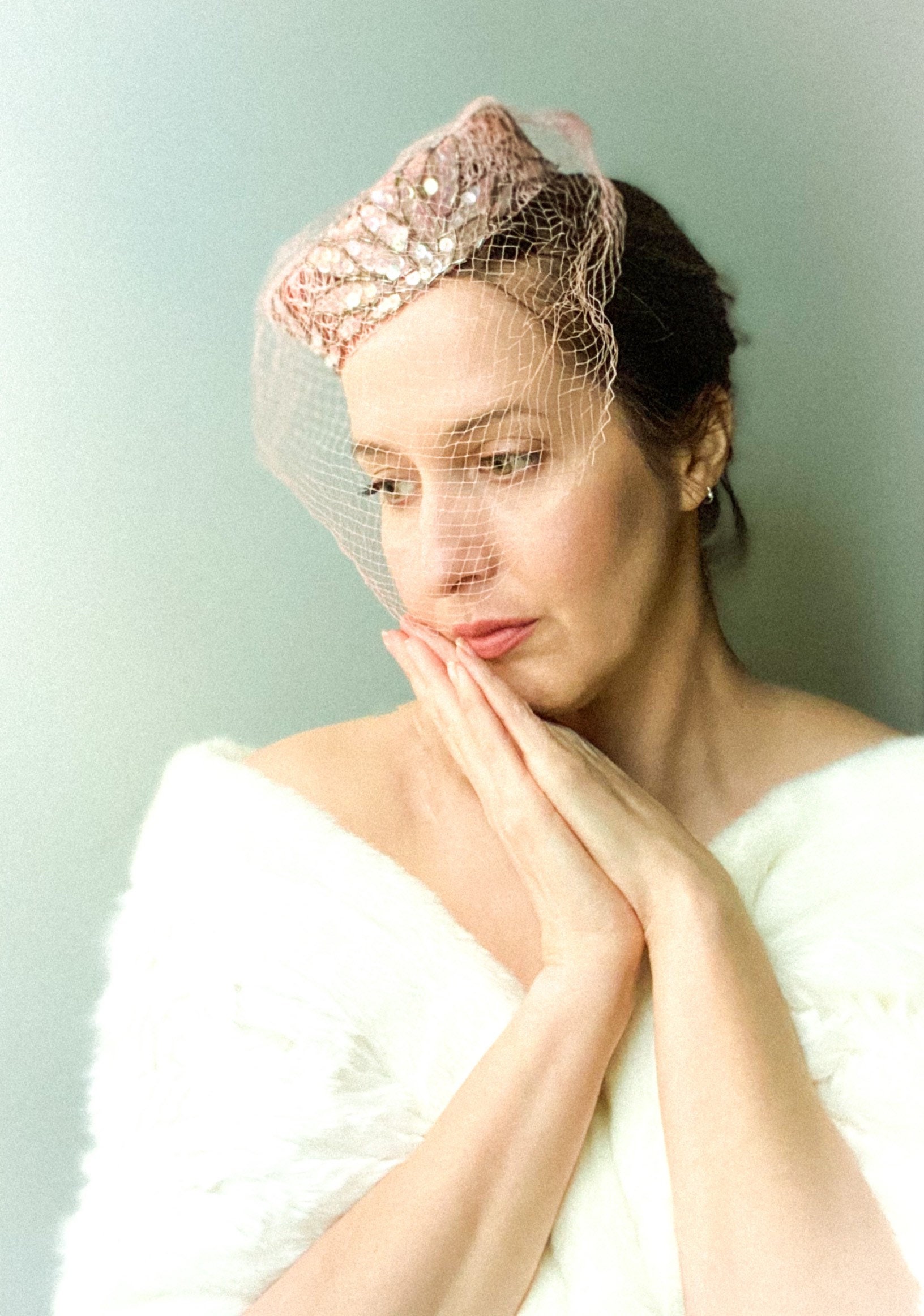Vintage 1950s Snowdrop Eggshell Color Wool With Sequins Hat 1950s Sequins Hat - Etsy main image 2