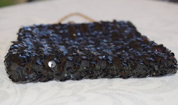 Black sequin purse. Cute black handbag. Small seq… - image 4