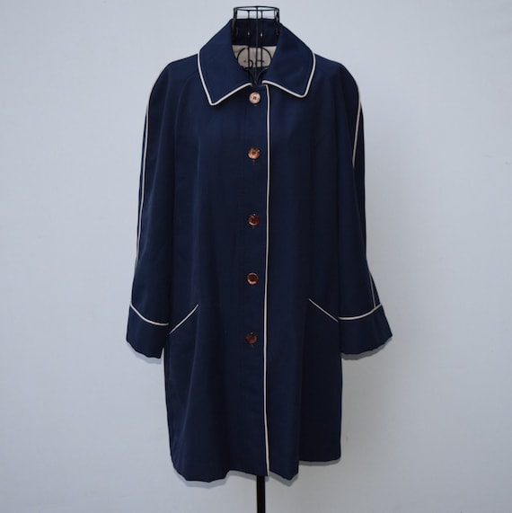 Vintage navy blue trench coat - image 2