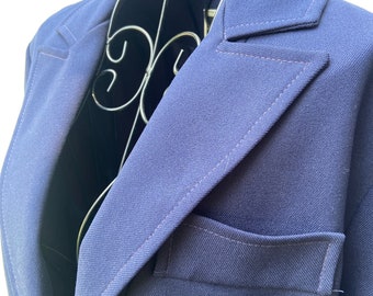Alex Colman Sport of California 1970’s blue blazer jacket. Big lapel jacket .