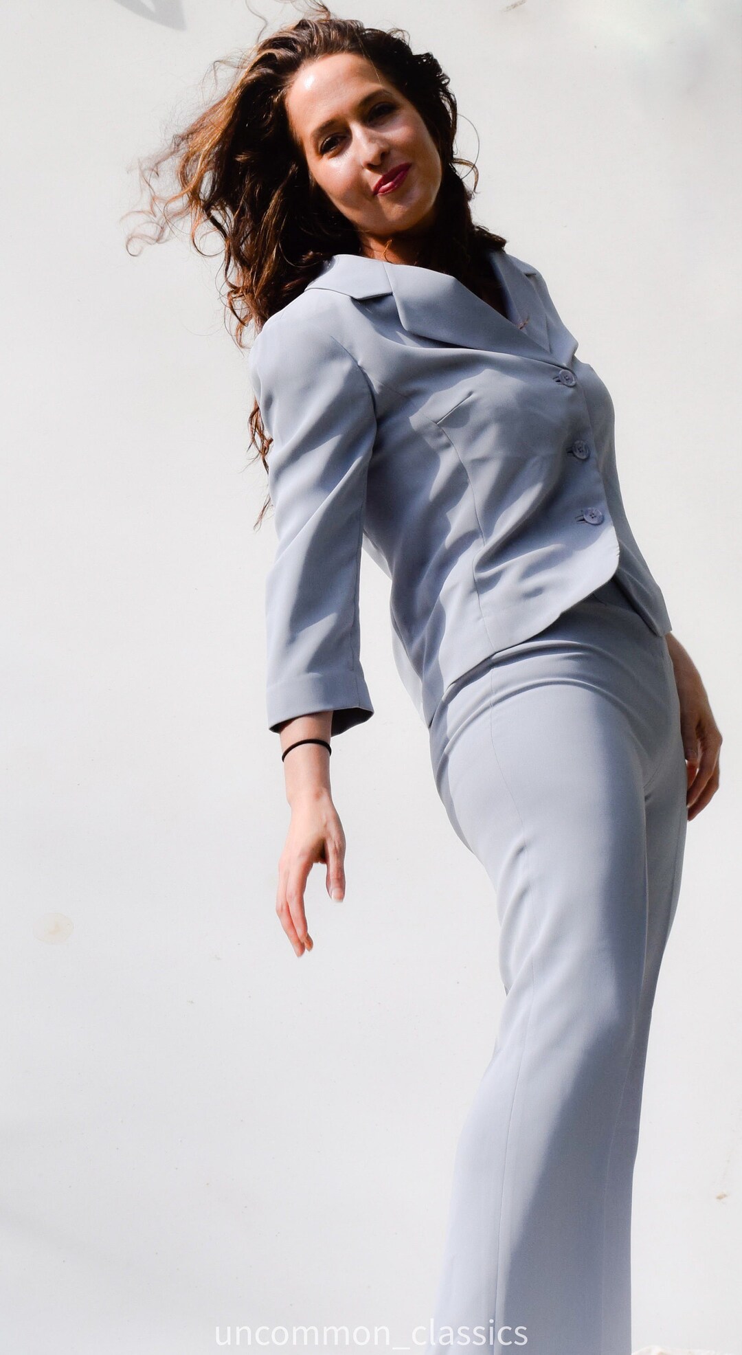 Powder Blue Pantsuit by Yanci Fugel. Ladies Suit Perfect for Spring and