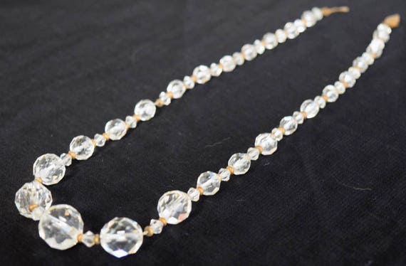 Stunning faceted 1930's crystal necklace. Sterlin… - image 5