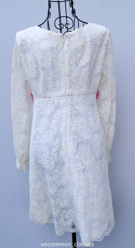 70’s Yellow Beaded Neckline Empire Waist Dress