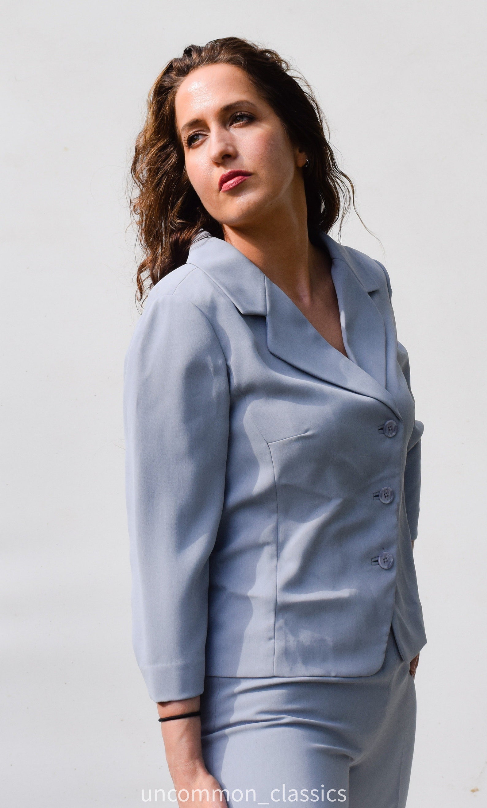Powder Blue Pantsuit by Yanci Fugel. Ladies Suit Perfect for Spring and