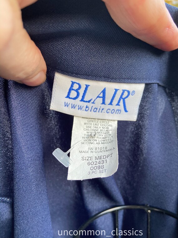 Vintage Blair navy blue blazer with Daisy print trim … - Gem