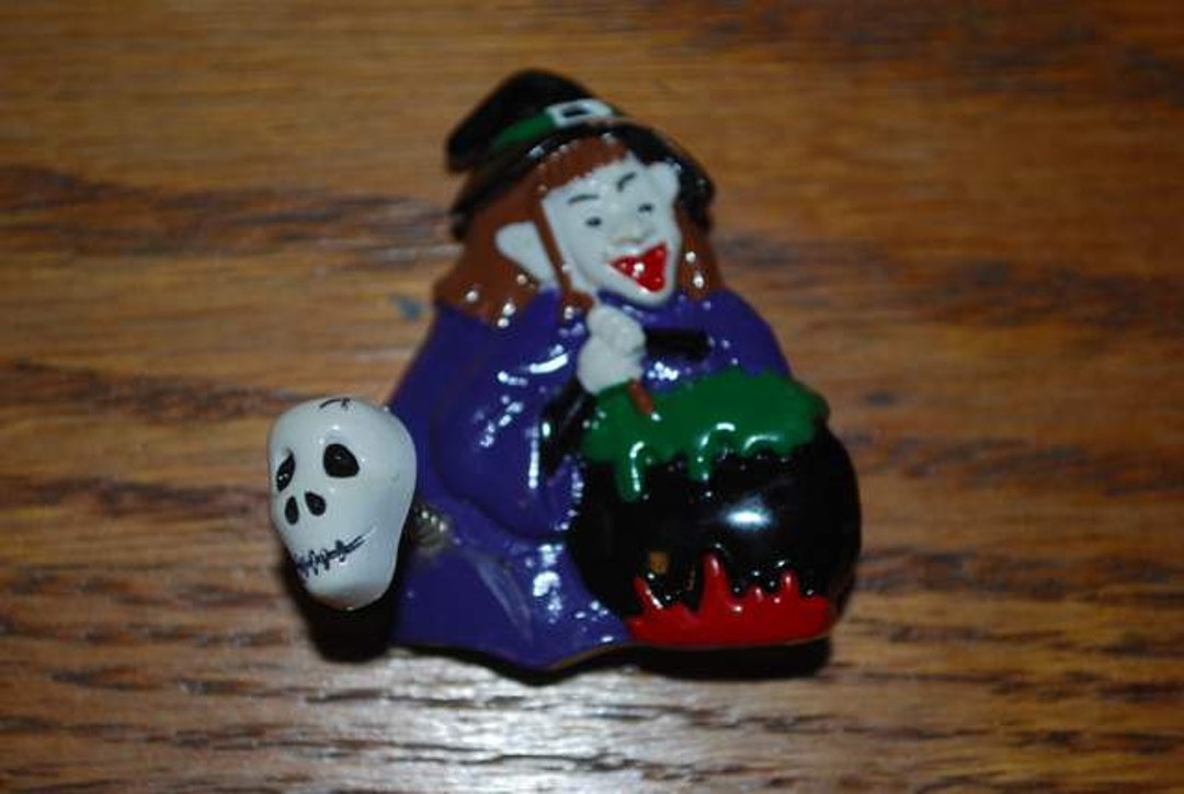 Kitschy Witch Halloween Pin With Pop Out Skeleton Head. Etsy