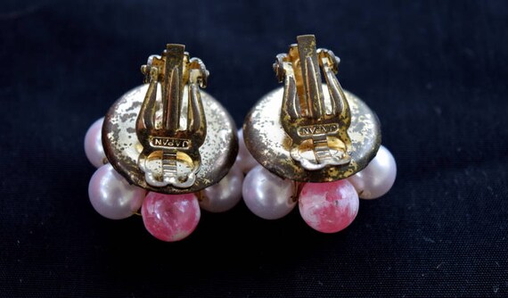 Pink beaded cluster earrings. Clip on earrings. S… - image 3