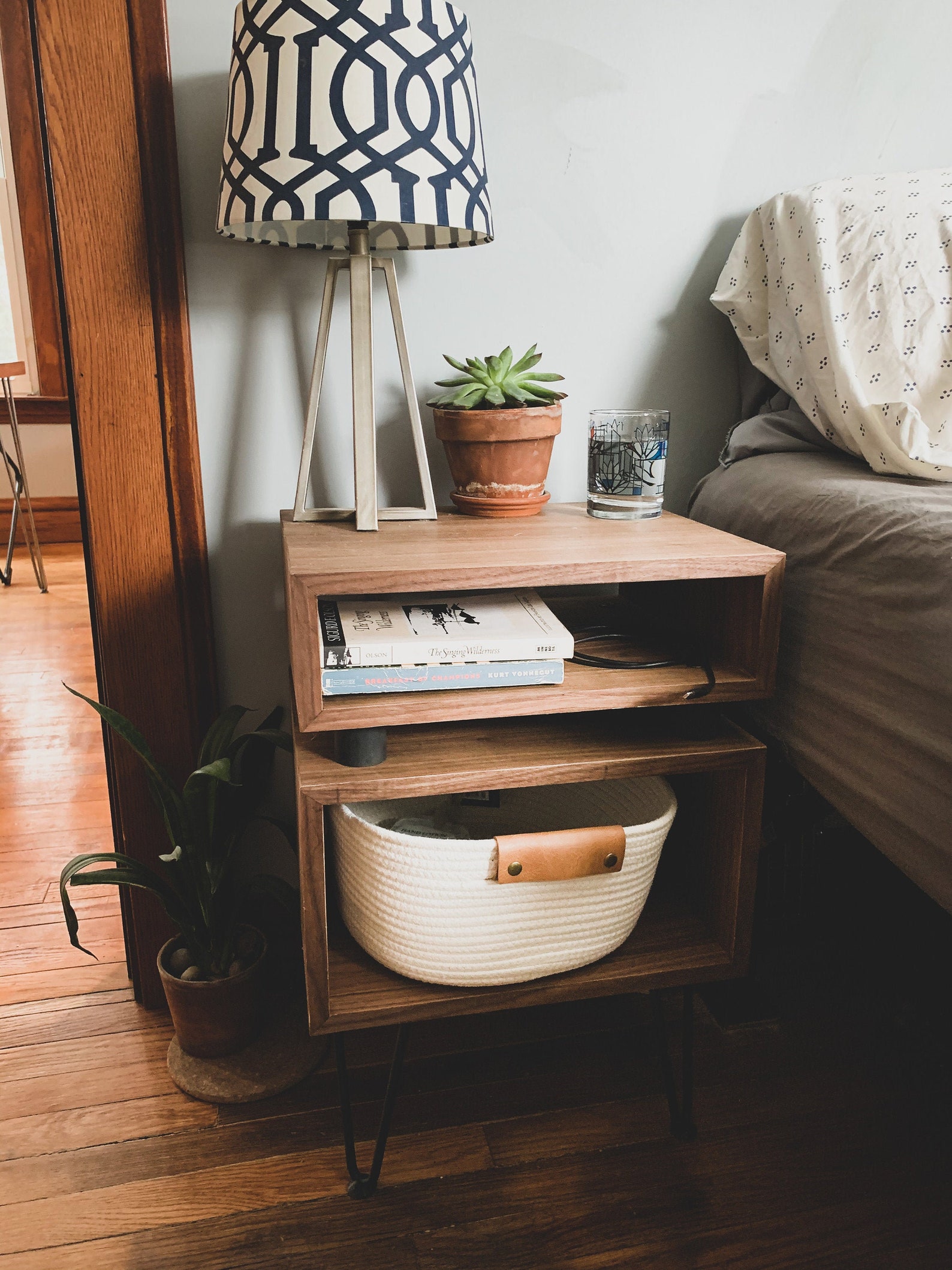 The Stack Nightstand Mid Century Nightstand/side Table Etsy